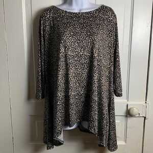 Nicole Miller Studio Leopard Print Long Sleeve Top Size 2X